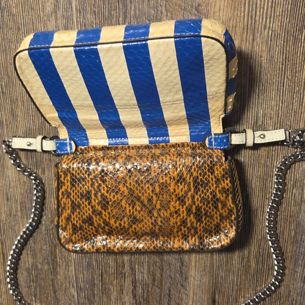 Fendi Flowerland Brown python Baguette Crossbody 3D Floral Snakeskin Chain Strap - Picture 11 of 16